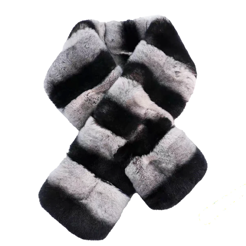 

CX-S-225 Women Wholesale Rex Rabbit Fox Fur Scarf Dyed Chinchilla~Drop Shipping