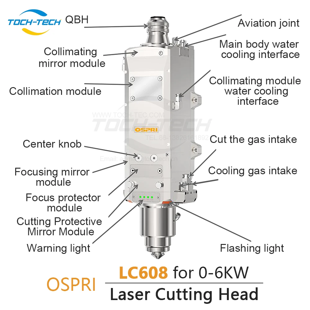 OSPRI LC608 6kW Professional Xcmg Rams Alloy Mini Plasma Omax I5 Livier Spiral Laser Cutting Head For Wood Jointer