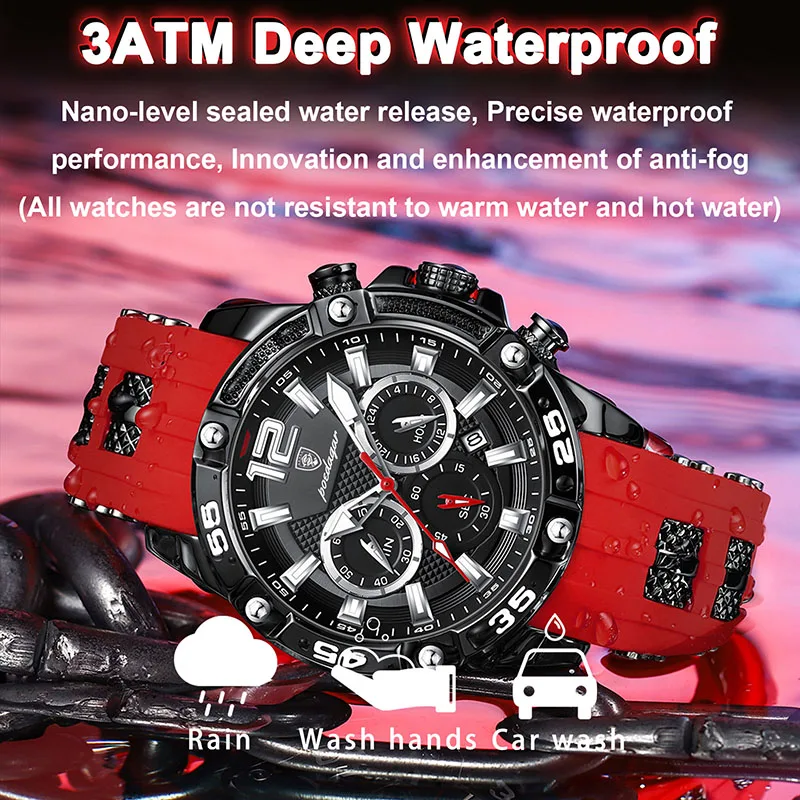 POEDAGAR Silicone Strap Sport Men\'s Watch Luxury Stopwatch Waterproof Military Wristwatches For Men Brand Luminous Clock Newest