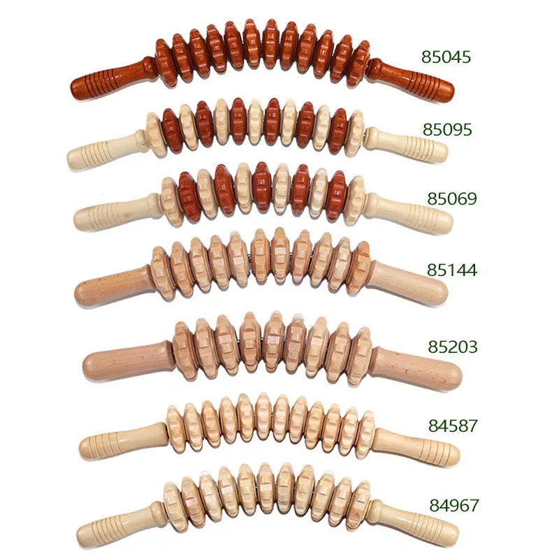 New Wooden Roller Massage Stick for Full Body Muscle Relaxation Cervical Back Massager with Solid Wood Rollers