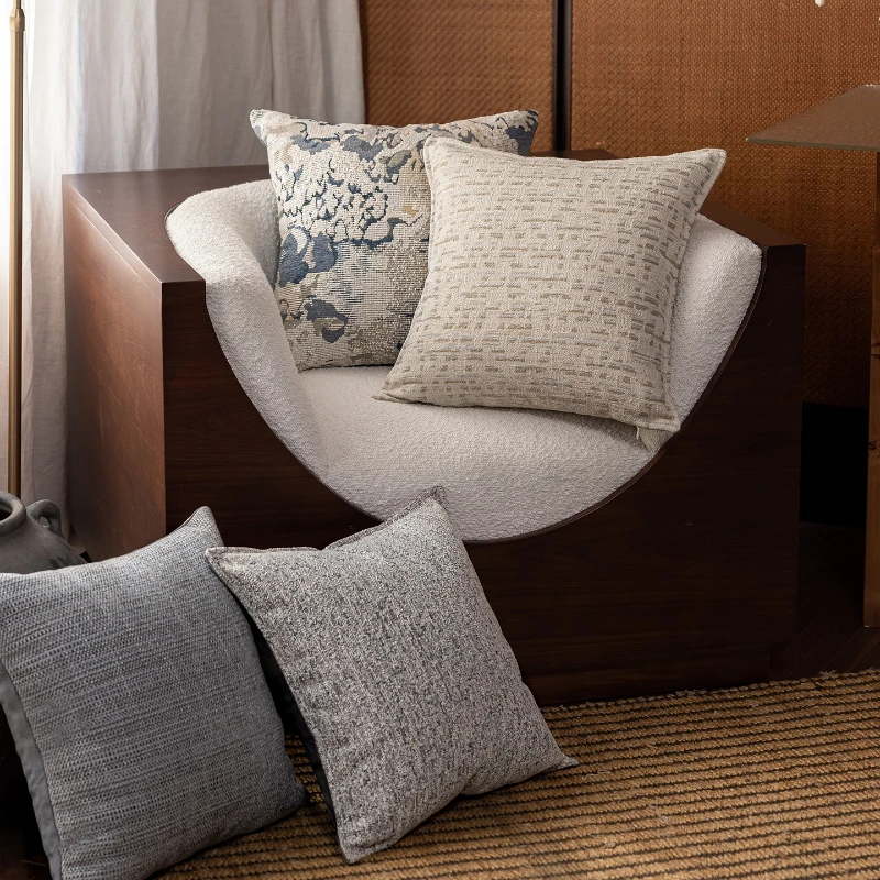 45x45CM French Vintage Throw Pillow Cover Yarn-dyed Jacquard Stamping Waist Cushion Cover Decor Home Decorative Pillowcase