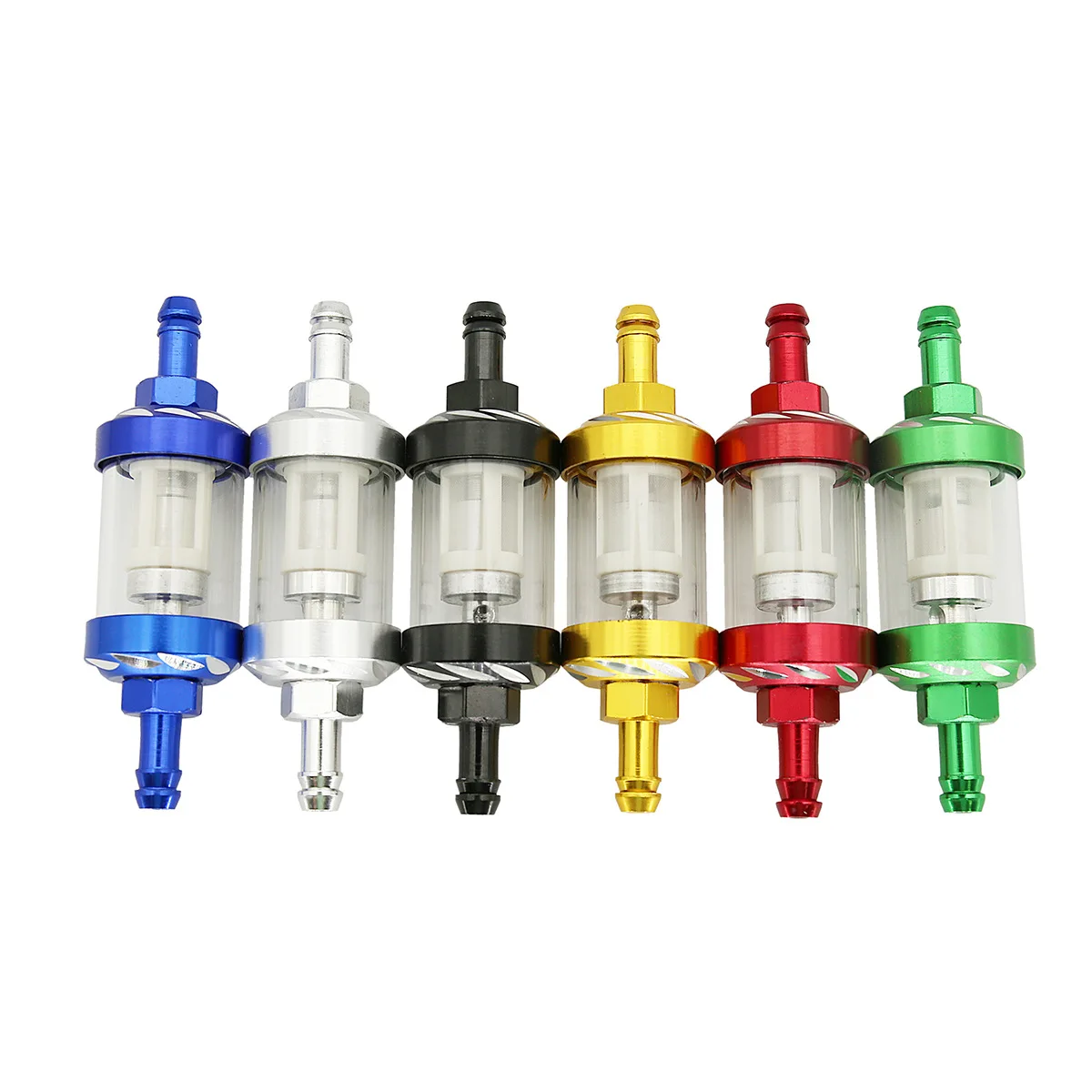 CNC Aluminum Alloy Glass Gas Fuel Gasoline Oil Filter 8mm for Dirt Pit Bike 125/140/150/160cc CRF70 90 110 TTR100 110 KLX65