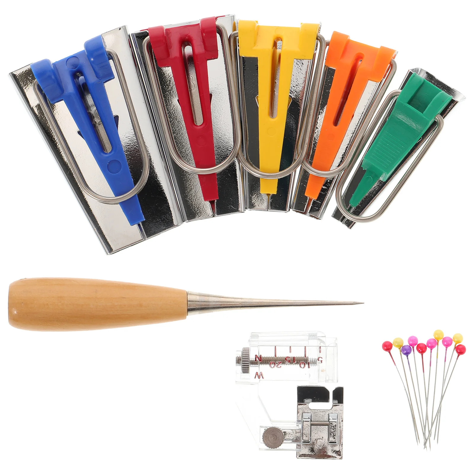 5 pçs 1 conjunto kit fabricante de viés de fita diy ferramenta de costura para tecido acolchoado trimmer rápido fácil econômico ferro-dobra perfeito