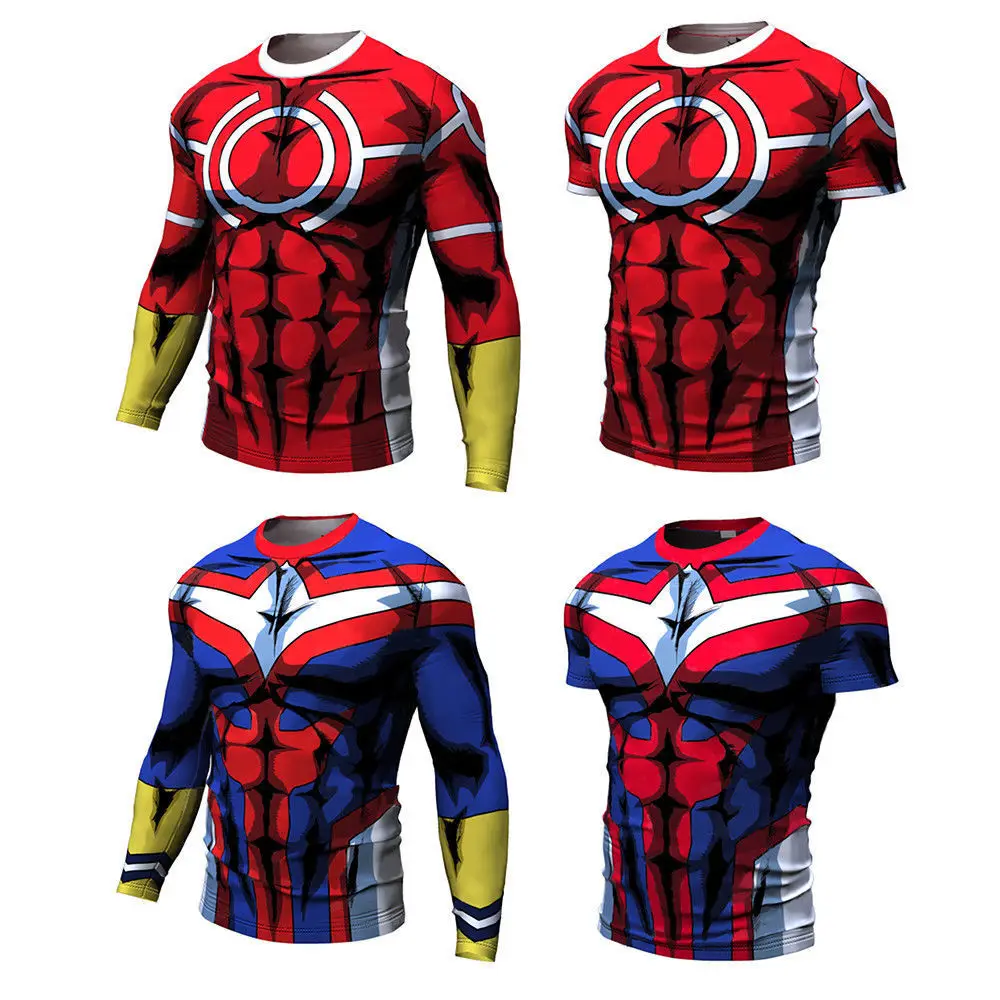 Hommes-Camiseta de compresión para hombre, camisa de Anime Boku No Hero Academia, culturismo, Fitness, Cosplay, gran oferta