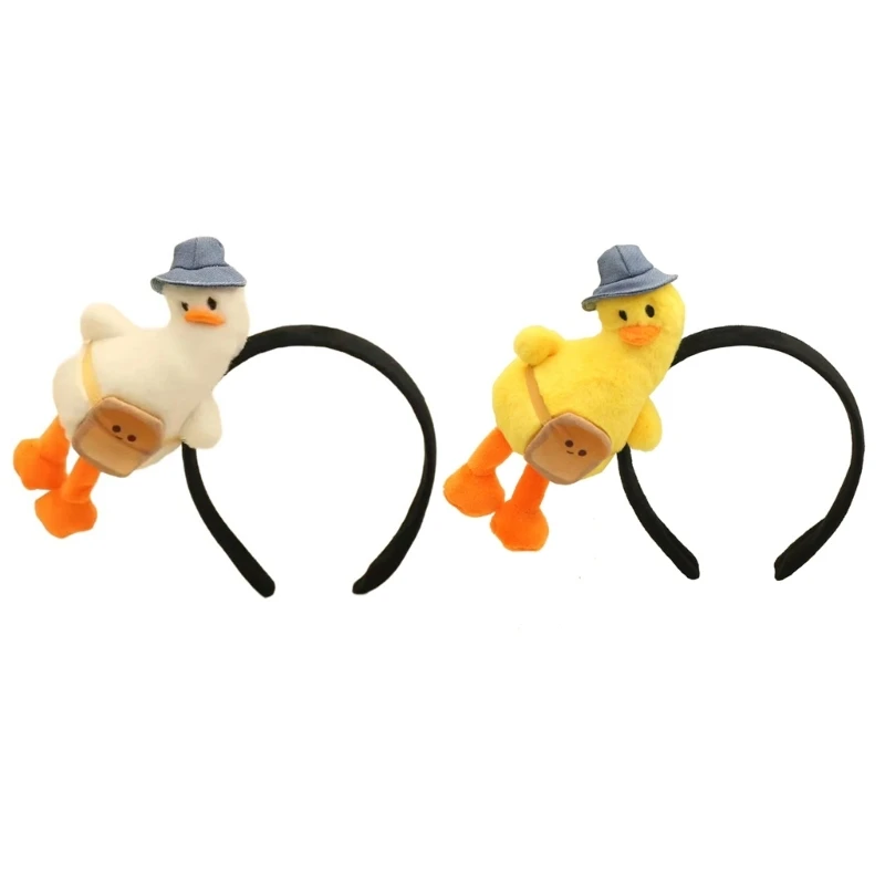 Cartoon Duck Headband 3D Animal Plush Hairband Women Face Washing Hairhoop Adult Kids Family Gathering Party Headwear