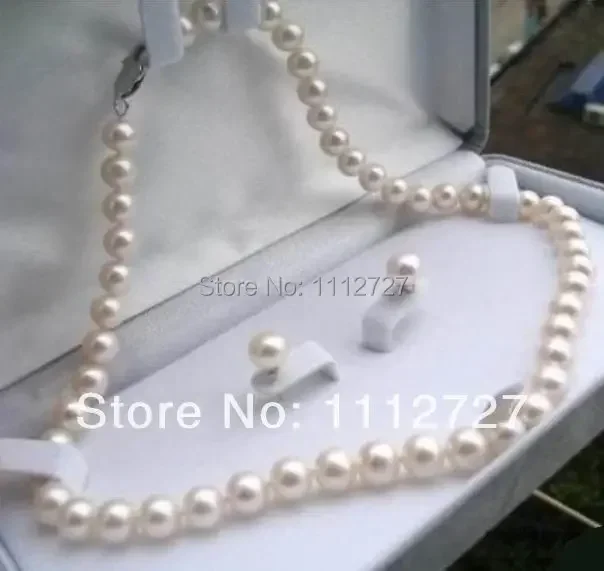 100% Natural Beads 6-7/7-8/8-9mm White Tahiti Pearl Necklace Near Round 17\'\'+Earrings DIY Jewelry Sets Gifts for Girl Women