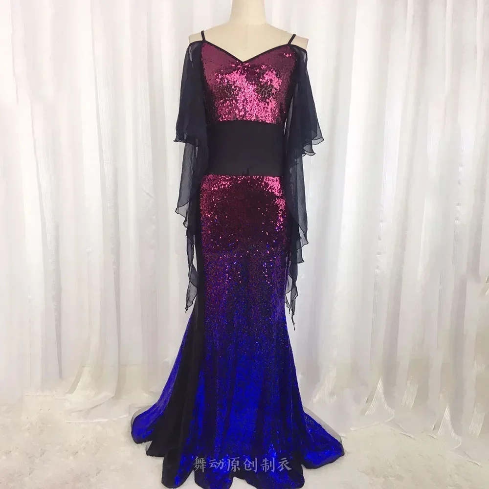 Costume de danse du ventre, costume de Performance sur scène, jupe queue de poisson à paillettes, costume de Performance Sexy, robe de danse orientale haut de gamme, 2023