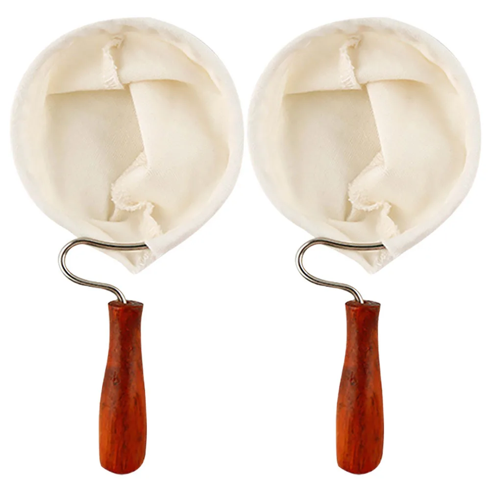 

2Pcs Coffee Filter 86Mm Washable Reusable Flannel Cloth Coffee Sock Wooden Handle Dripper for Home Travel Use Cafe Cloth