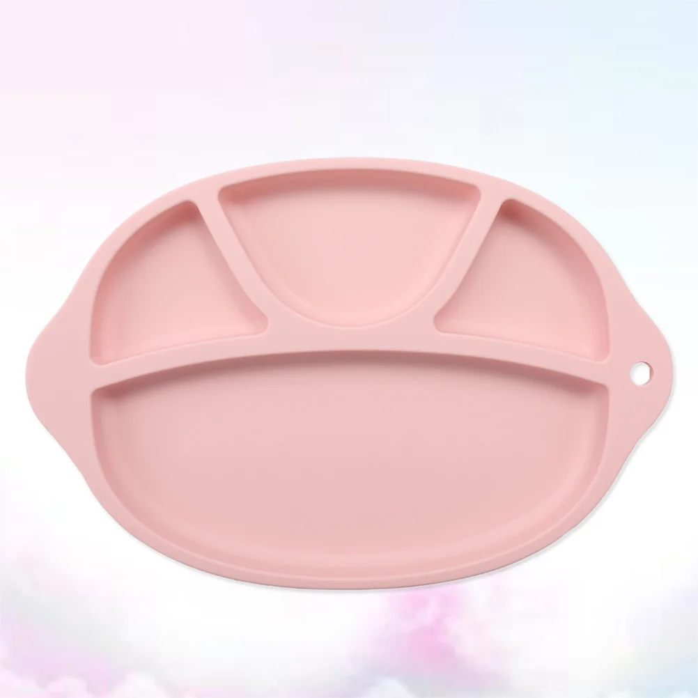

4-Compartment Silicone Placemat Grade Non-Slip Baby Feeding Bowl for Home Office Organizer Toddler Tableware Pink