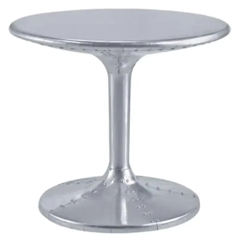 American vintage aluminum leather tulip table, studded tall bar corner, table and small round table
