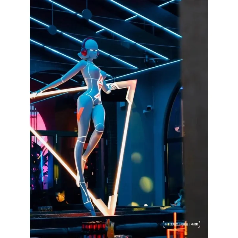 Mechanical Ji Muse Bar Luminous Figure Fiberglass Sculpture Technical Sense Ornament Large Ornament
