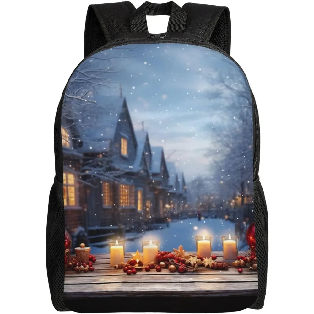 

Christmas Atmosphere Cute Backpack Waterproof Lightweight Laptop Backpack Shoulder Bag Casual Daypack For Women Men