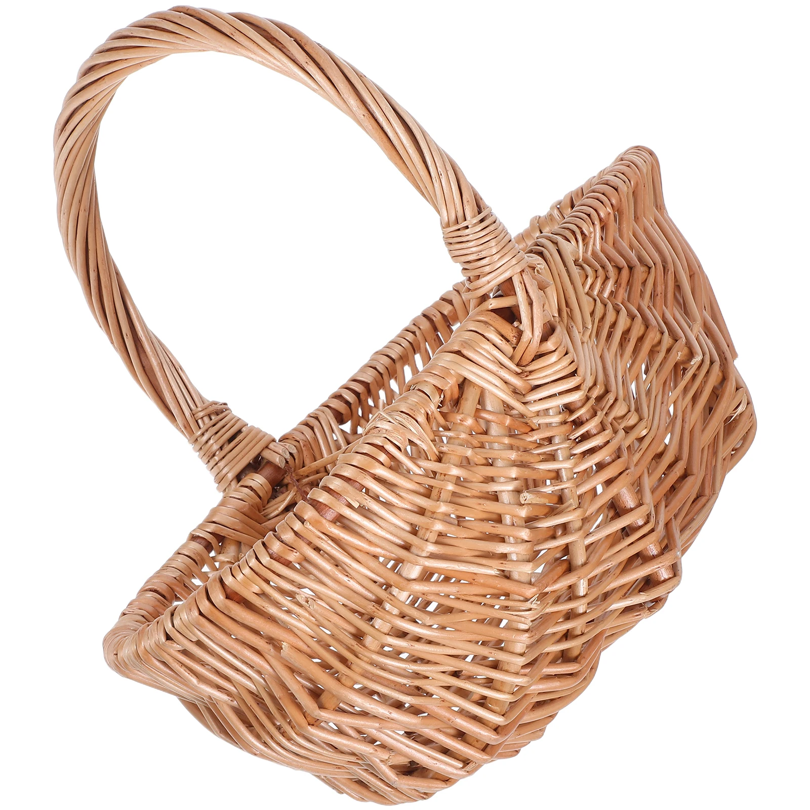 

Handwoven Wicker Basket Natural Mini Picnic Basket for Outdoor Garden Harvest Egg Gathering Vegetables Fruits Shopping Storage