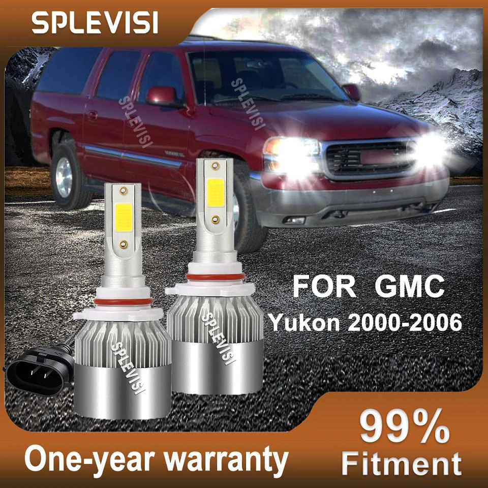 

2x 9006 HB4 Car LED Headlight Low Beam Bulbs Lights 6000K White For Yukon 2000-2006 Yukon XL 1500 2002 2003 2004 2005 2006