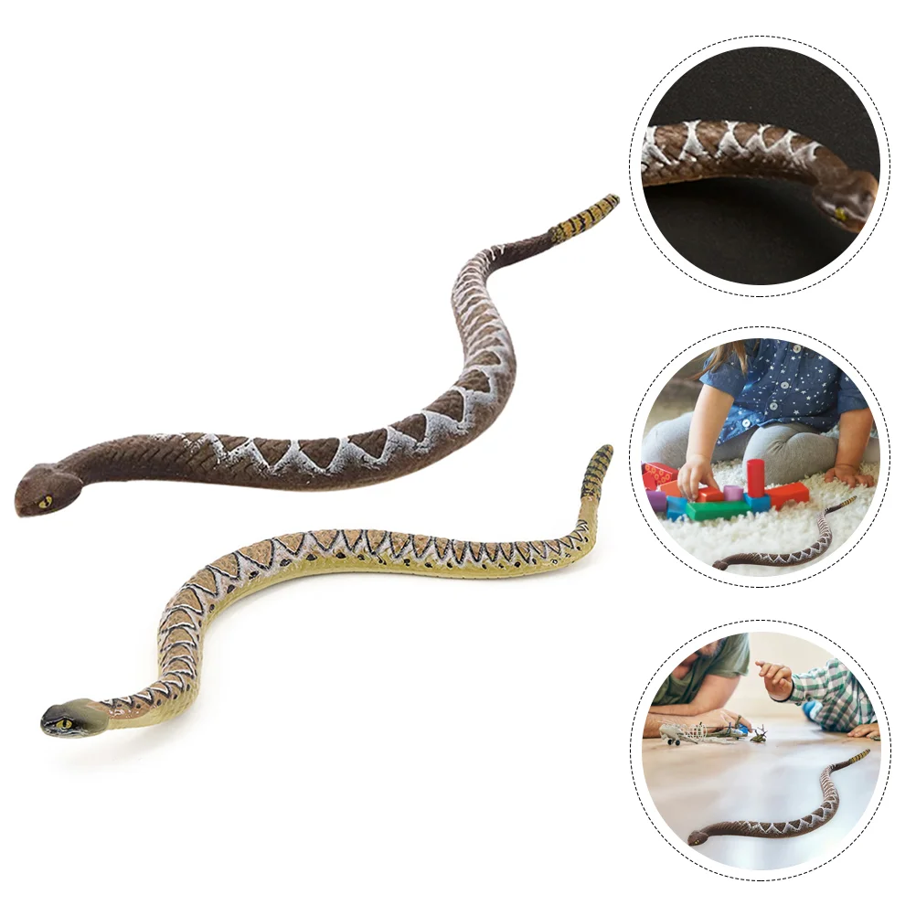 

2pcs Realistic Snake Figurine PVC Toy Lifelike Model Prank Decor Simulation Animal Fake Figures Garden Bonsai nament