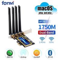 Fenvi T919 PCIe 1750M WiFi Card Adapter BCM94360 For MacOS Hackintosh Bluetooth 4.0 802.11ac 2.4G/5GHz Dual Band Desktop PC