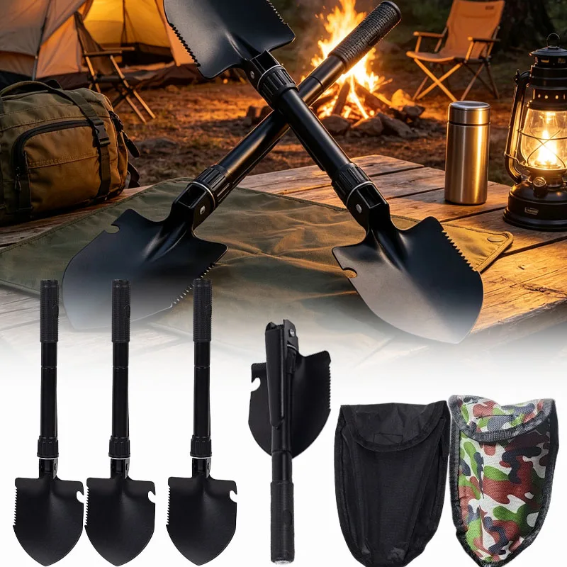 1-4PCS Folding Shovel Portable Outdoor Tool Multifunction Camping Garden Shovel with Carry Bag for Hiking Travel Outdoor