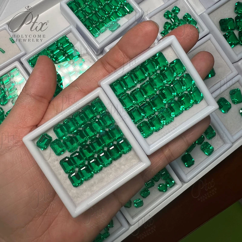 

Lab Grown Colombian Emerald Cut Gemstones With Certificate DIY Jewelry Making Kit for Rings Earrings Charms Wholesale beads Gift