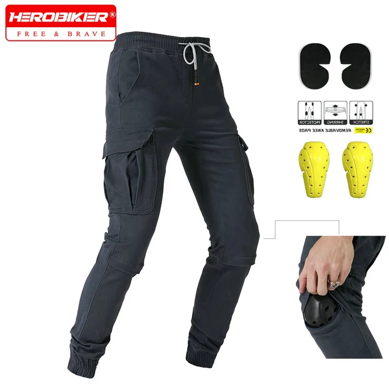 Breathable CE Protective Motorcycle Pants Men Multi Pocket Wearproof Motorbike Trousers Racing Travel Riding Gear Trousers