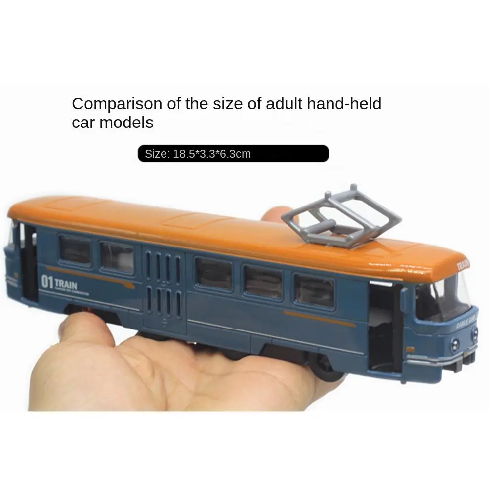 Simulation Rail Tram Light Rail Tram Model Alloy 1:50 Sound and Light Bus Retro Five Color Rail Tram Train Model Kids Toys