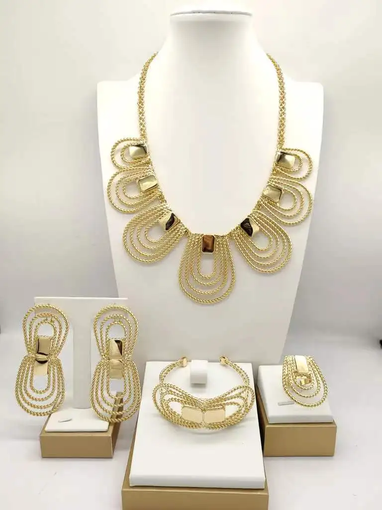 

Yulaili Latest Fashionable Brazilian Jewelry set Wholesale Fancy llaveros Collar Pulseras pin Pendient tentacles Anillo 4PC Set