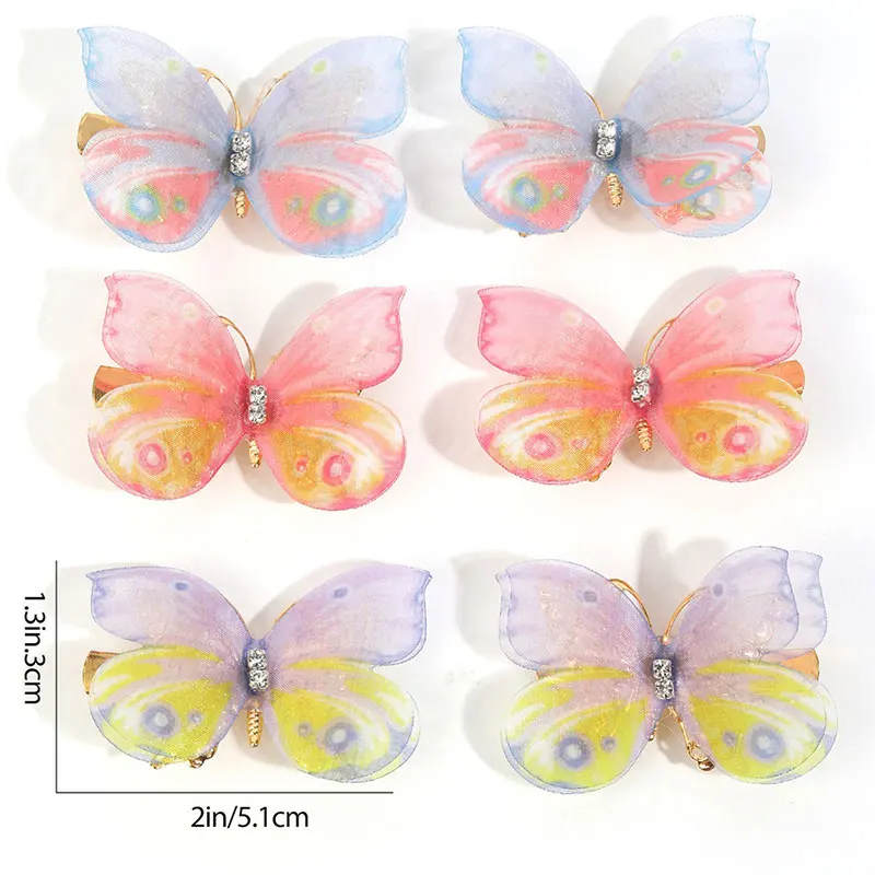 Épingles à cheveux papillon mignonnes pour filles, pinces à cheveux en biscuits scintillants, vêtements de sauna, barrettes douces pour bébé, accessoires pour cheveux, 6 pièces