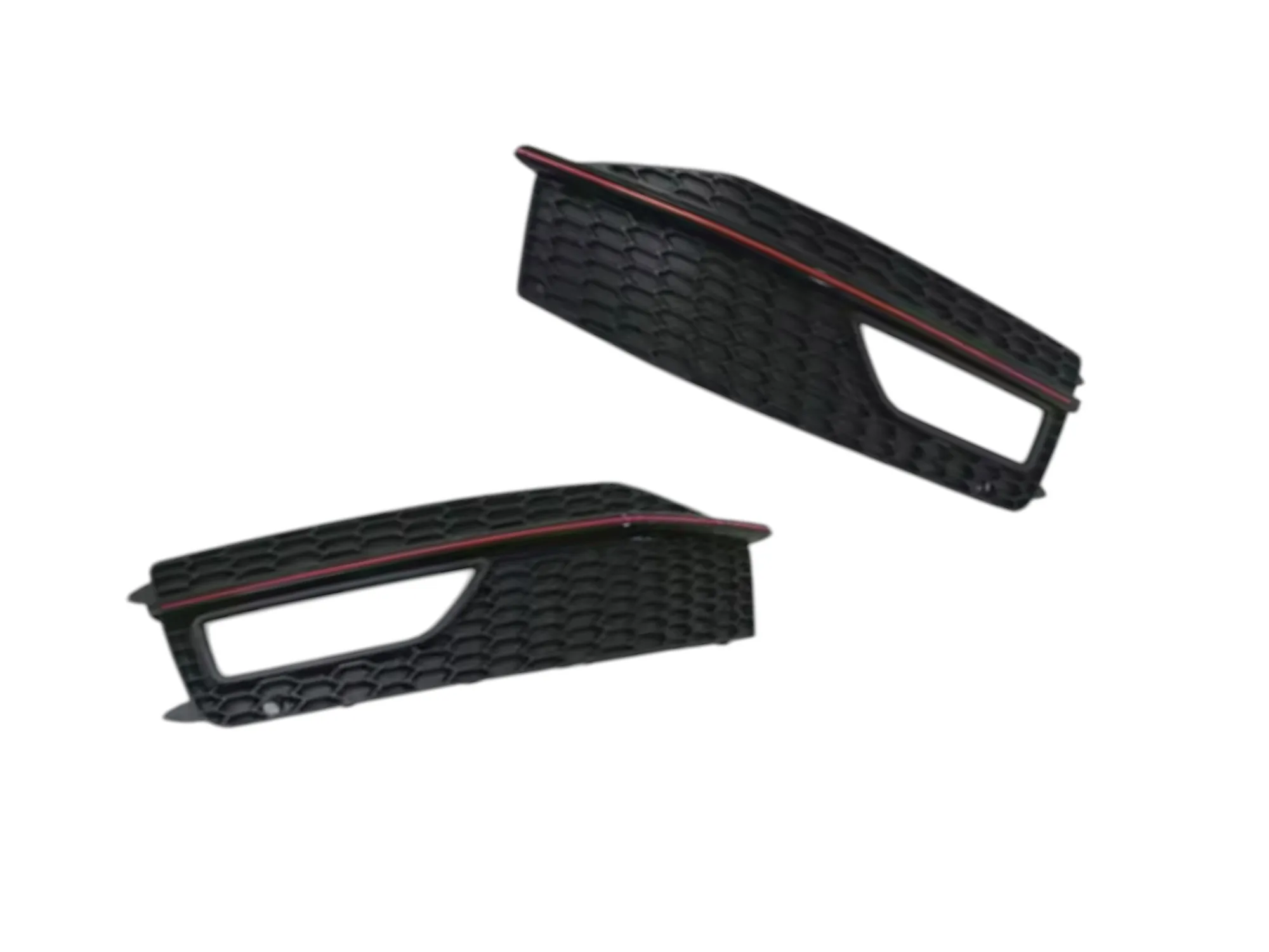 

1 Set L & R Sides Fog Light Grille With Red Strip For Audi A4 B8.5 Models (B8 facelift) S-line or S4 Bumper ONLY