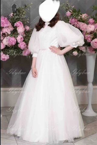 Customized Flower Girl Dresses for Wedding Princess Girl Gowns Waist Pretty Pageant Balloon Sleeve First  Sacrament Meeting