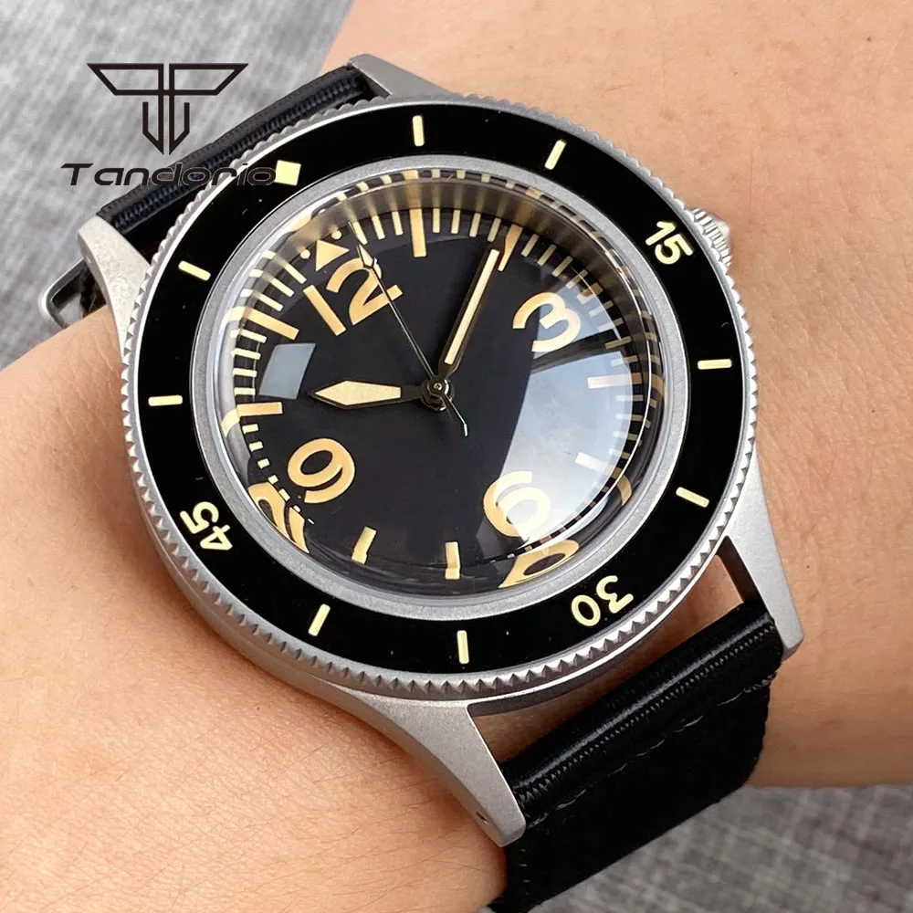 

Tandorio 120-Click Bezel Luminous 40mm Automatic Watch for Men Domed Sapphire Crystal Vintage 20BAR Wristwatch NH35A PT5000