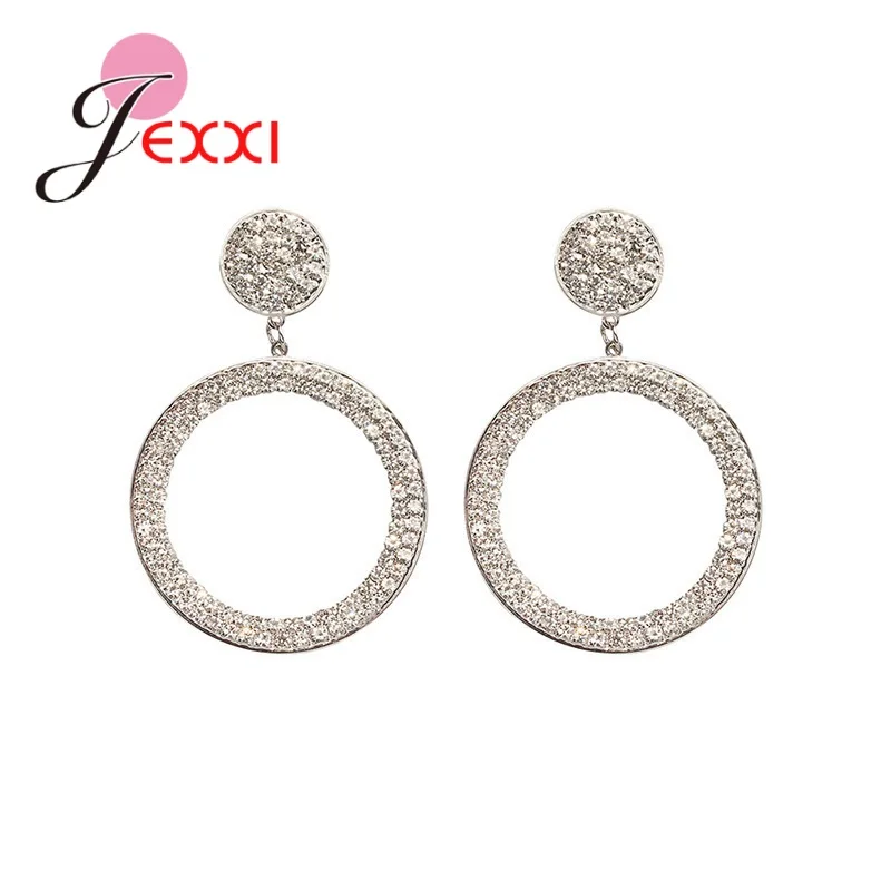 925 Sterling Silver Crystal Statement Stud Earrings For Women Girls Wedding Fashion Jewelry Valentines Day Gift Wholesale