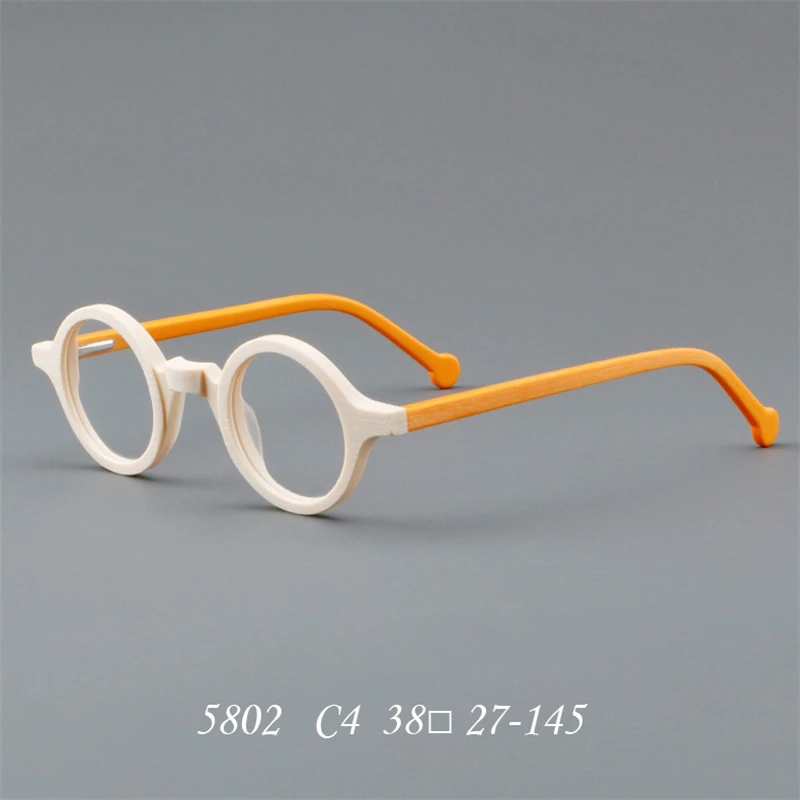 White and Orange Retro Female Round EyeGlasses Frame Male for Women Optical Glasses Frame Men Glasses Prescription Frame