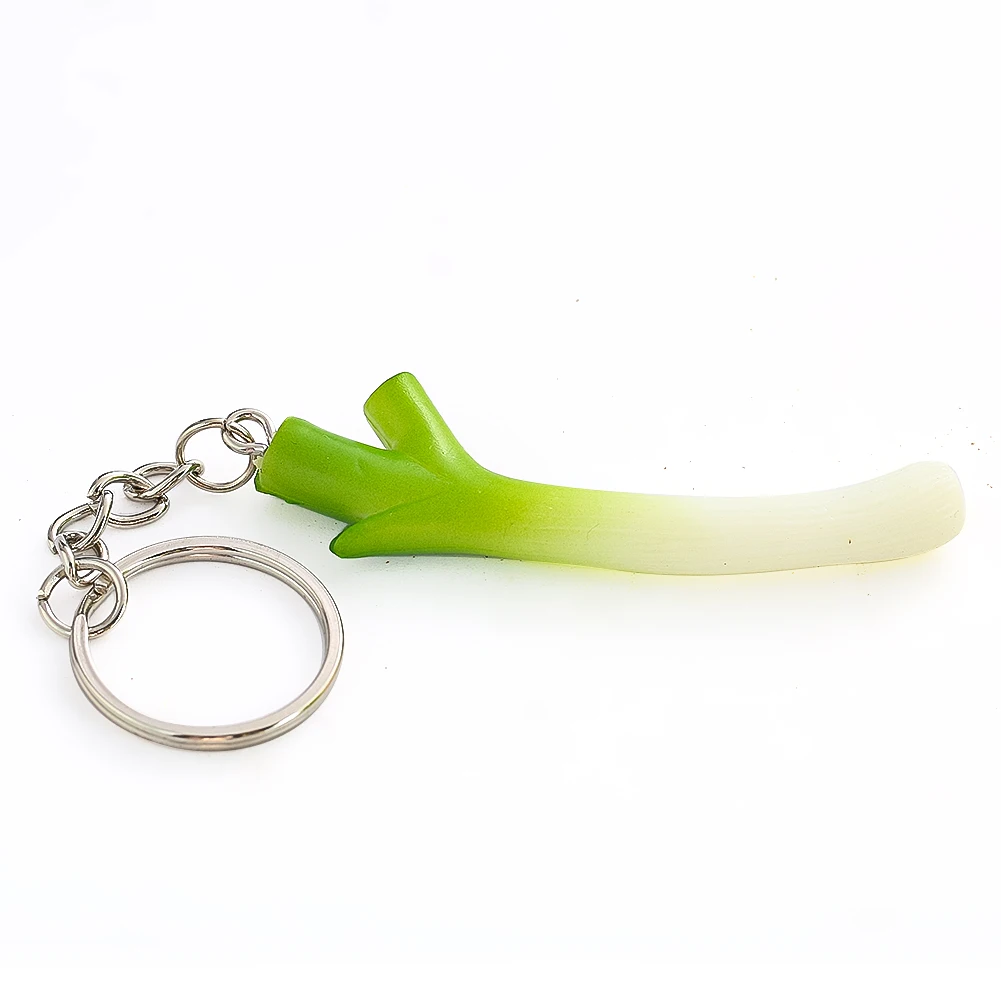 Simulation Green Onion Keychain Creative Vegetable Food Model Fun Children's Toys Car Keyring Phone Chain Bag Pendant Decor