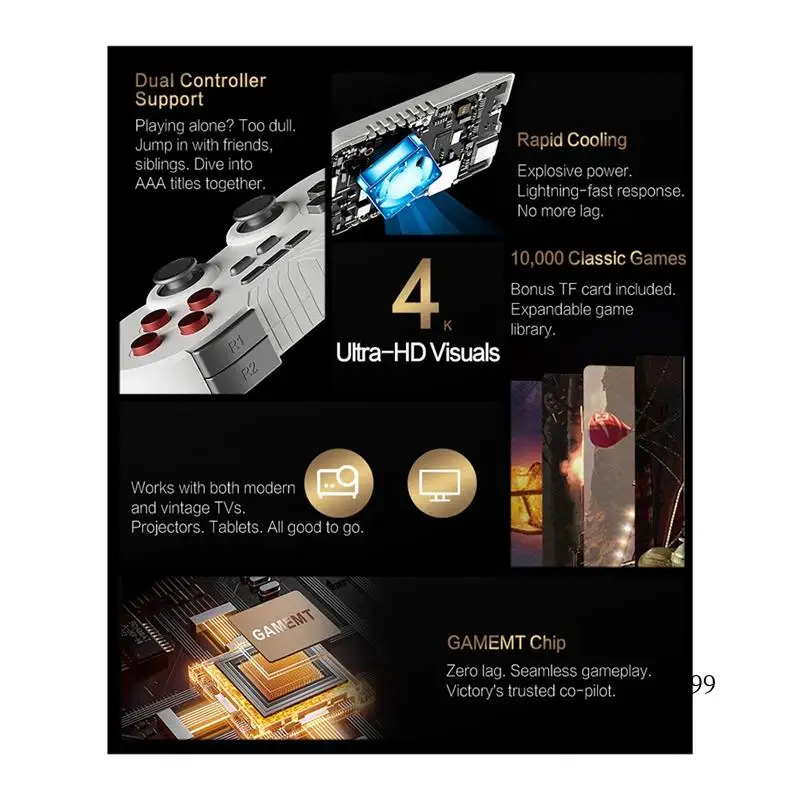

TA-K8 Video Game Console 3D PSP 4K HD Output Open Source System Dual Controller 2.4G Fast Cooling Video Game Console 128G Durabl