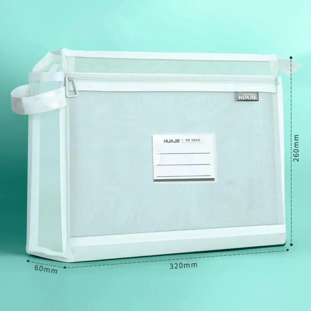 Large Capacity Test Paper Storage Bag Zipper Morandi Color File Folder Bag Wide Opening Transparent Stationery Organizer Pouch