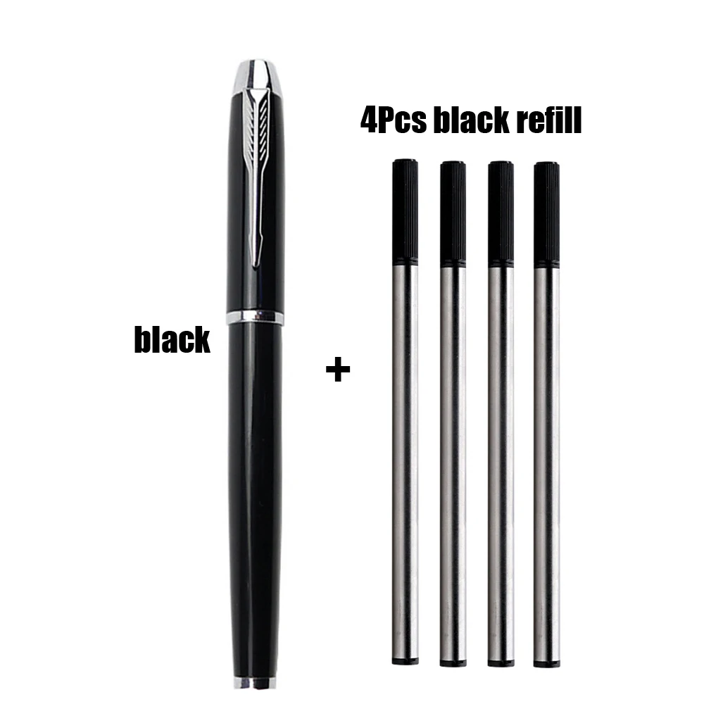 1 + 4 Stücke Büro Schule Kugelschreiber Metallstift Luxus Metall Gelstifte & Minen Set Geschenk 0,5mm Blau Schwarz Tintenroller – Detail 3