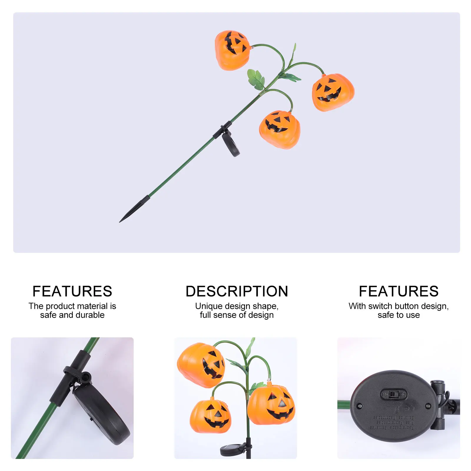 

1Pcs Halloween Pumpkin Solar Lawn Lamp Orange LED Outdoor Garden Landscape Light Waterproof Energy Saving Decorative