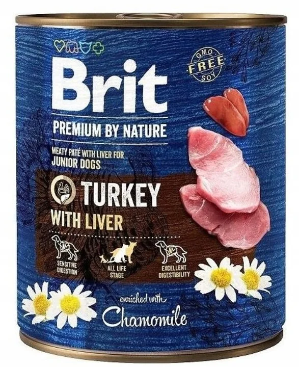 طعام مبلل للكلاب BRIT PREMIUM BY NATURE TURKEY & LIVER -12x800g #2