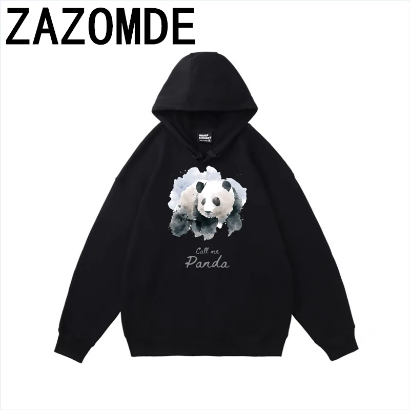 ZAZOMDE Panda Prints Women And Man Sweatshirt Autumn Cotton Warm Hooded Casual Fashion Hoodies All-Match Unisex Sportswear 2024