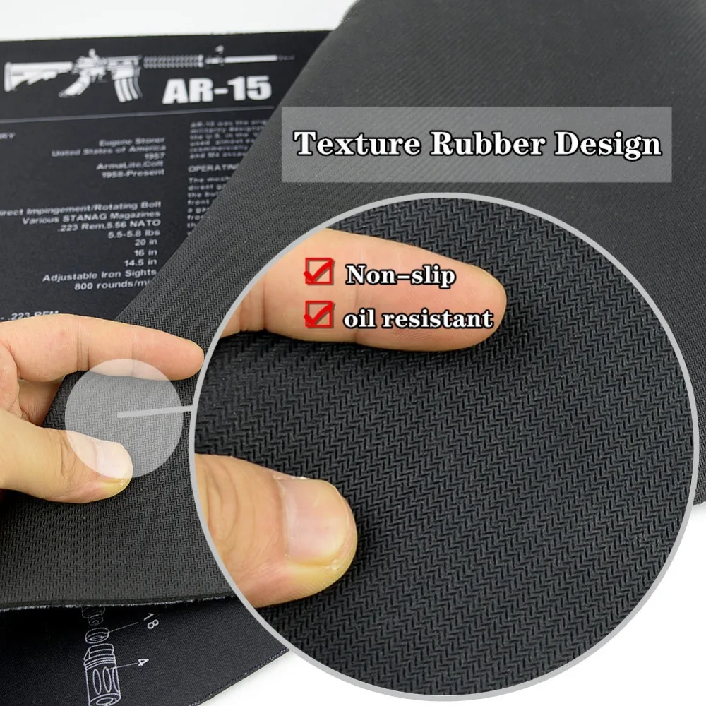 Gun Cleaning Mat Mouse Pad with Parts Diagram and Instructions Armorers Bench Mat Repair Build Tool for AR15 AK47 Glock 1911