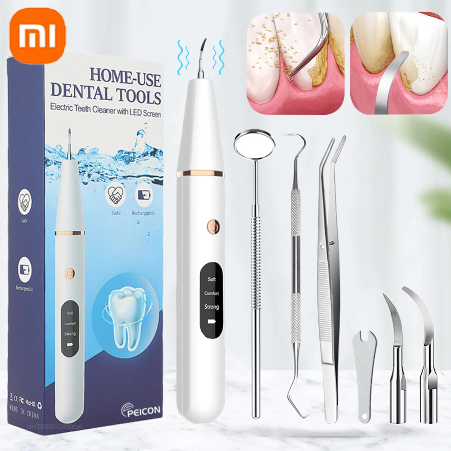 Xiaomi Ultrasonic Dental Scaler For Teeth Tartar Stain Tooth Calculus Remover Electric Teeth Plaque Cleaner Dental Stone Removal