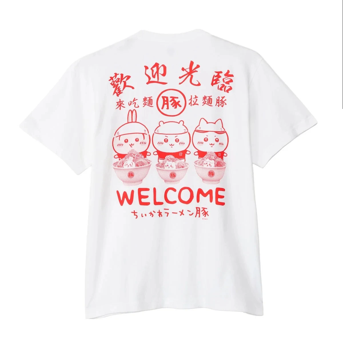 Chiikawa Tee Unisex Ramen Pig Pattern Print Short Sleeve Kawaii Anime Fan Daily Streetwear Tops for Men Women
