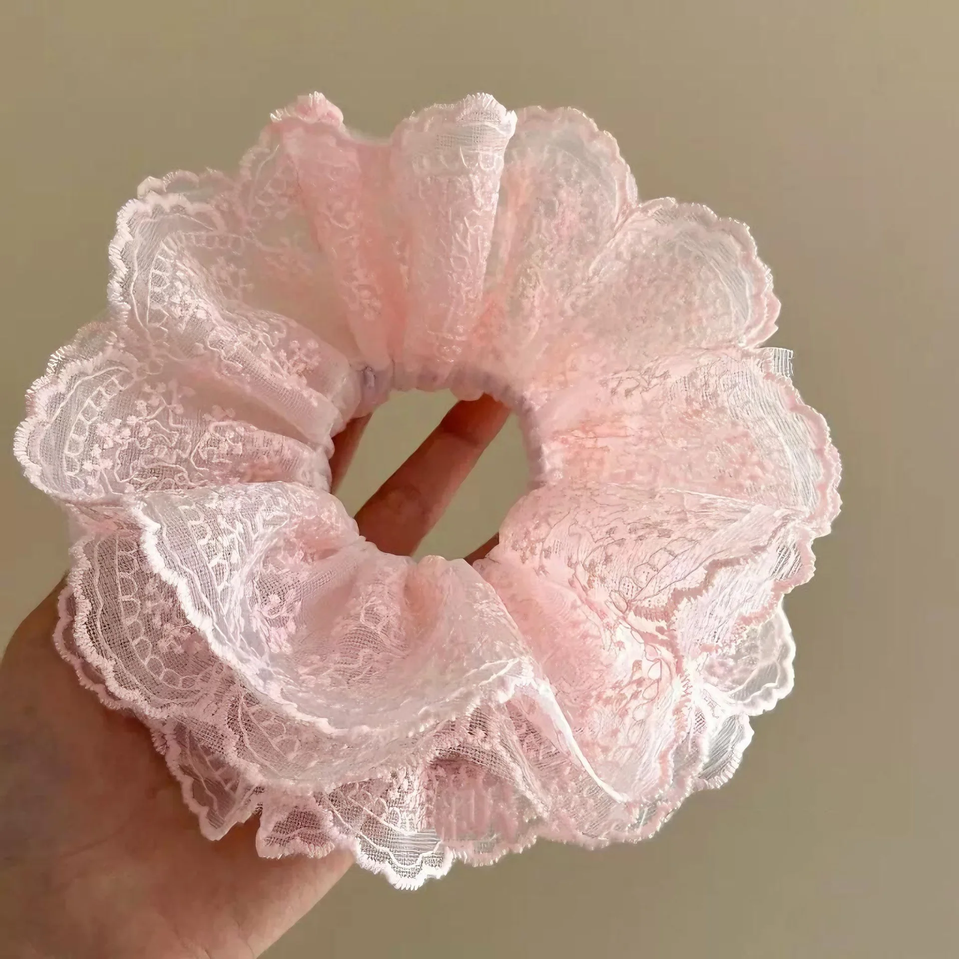الباليه نمط الأبيض الدانتيل Hairrope التطريز توك شعر كبير للنساء فتاة الحلو شبكة العصابات الشعر العلاقات الشعر ذيل حصان حامل
