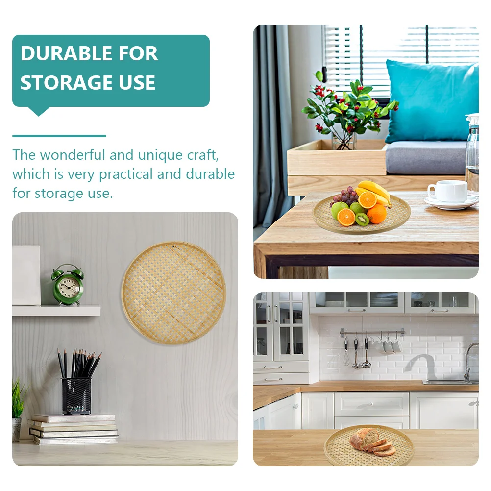 

3Pcs Bamboo Colander Storage Baskets Resistance Deform Break Resistant Home Kitchen Bamboo Weaving Colander Basket