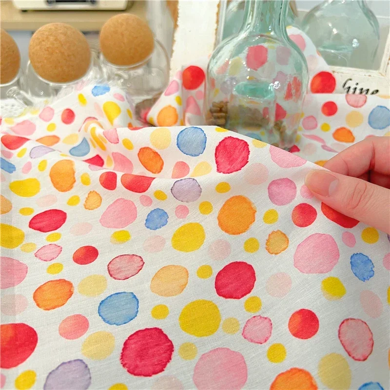145x50cm Water Drop Color Wave Point Cotton Pastoral Floral Fabric Pure  Handmade DIY Clothing Skirt Shirt Cloth