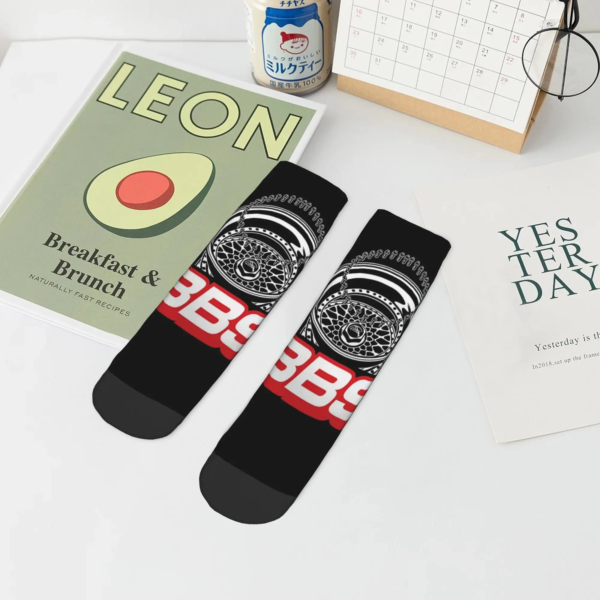 

BBS Wheel HubHallway Socks Harajuku Sweat Absorbing Stockings All Season Socks Accessories for Unisex Christmas Gifts