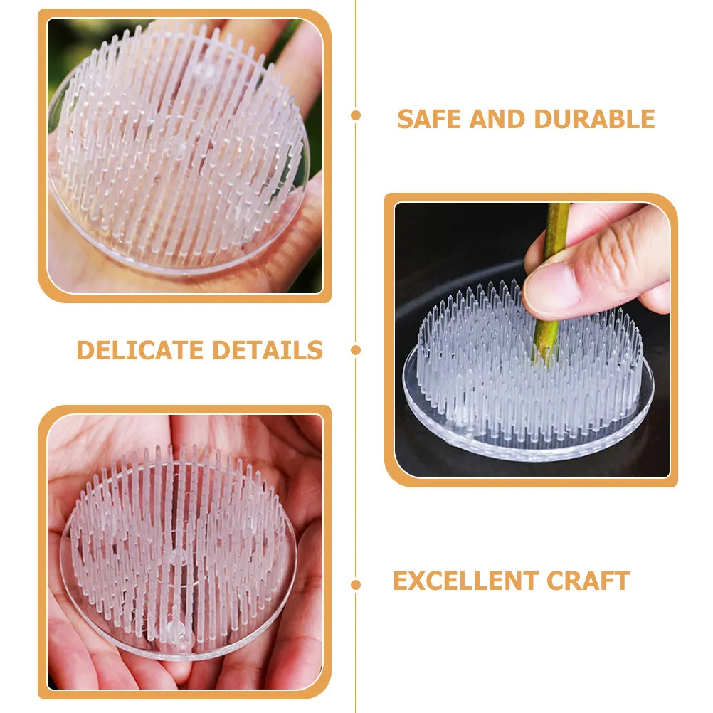 6Pcs Clear Plastic Flower Holder Pin Insert Floral Arrangement Base Floral Fixation Tool Flower Arranger Supplies