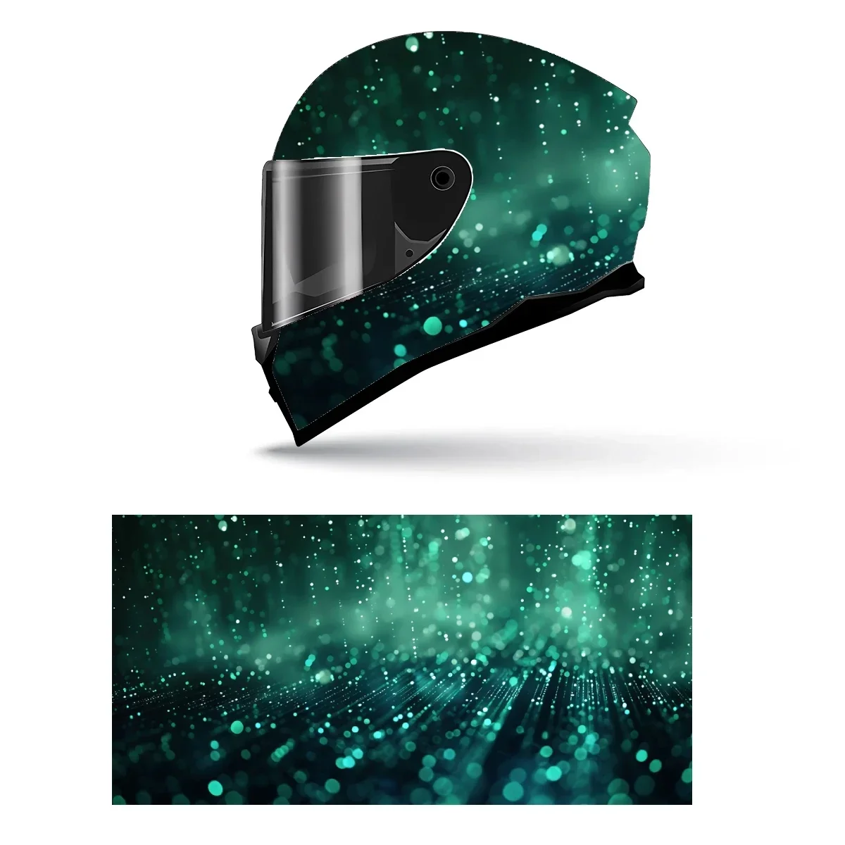 Adesivo de Vinil para Capacete de Motocicleta com Gráfico de Corrida e Arte Tecnológica - Envelopamento Completo Decorativo para Capacete