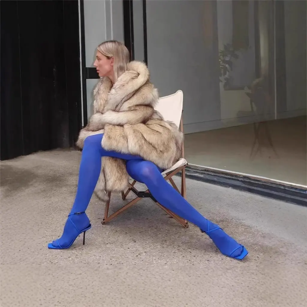 

Street Style Mid-Length Faux Fur Coat Autumn Winter European American Fox Fur Integrated Women's Outerwear