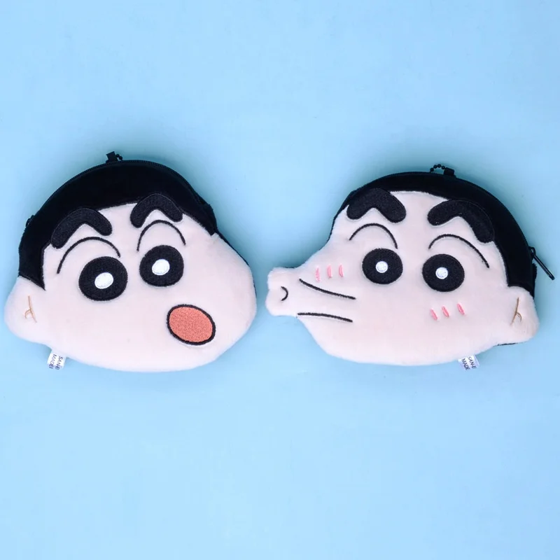 Cartoon Kawaii Crayon Shin-chan Plush Coin Wallet Cute Plush Card Bag Coin Bag Keychain Pendant Gift