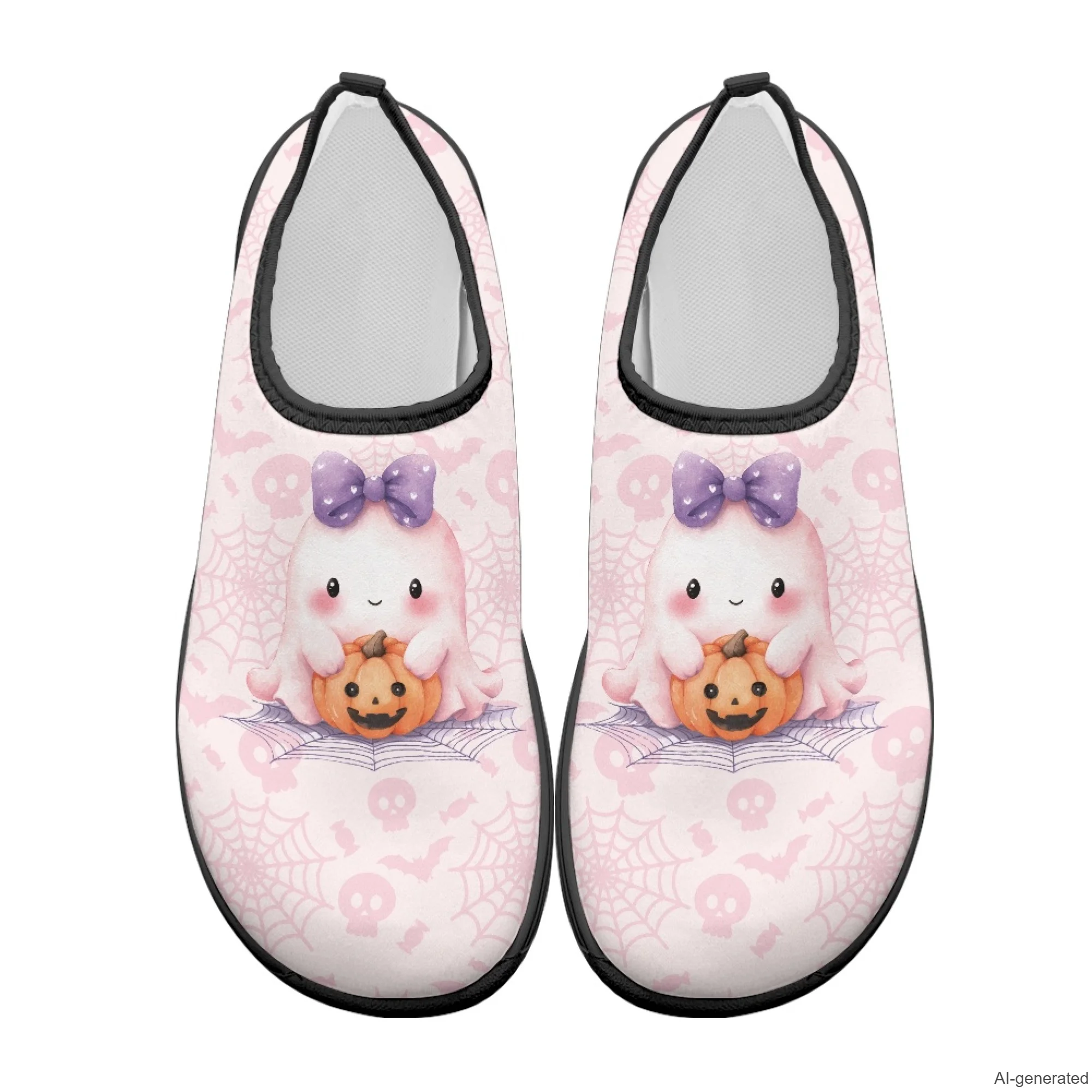 XIXIRIMIDO Halloween Ghost Running Sneakers Polyester & EVA Athletic Running Shoes Closed Toe Wide Toe Flats for Men